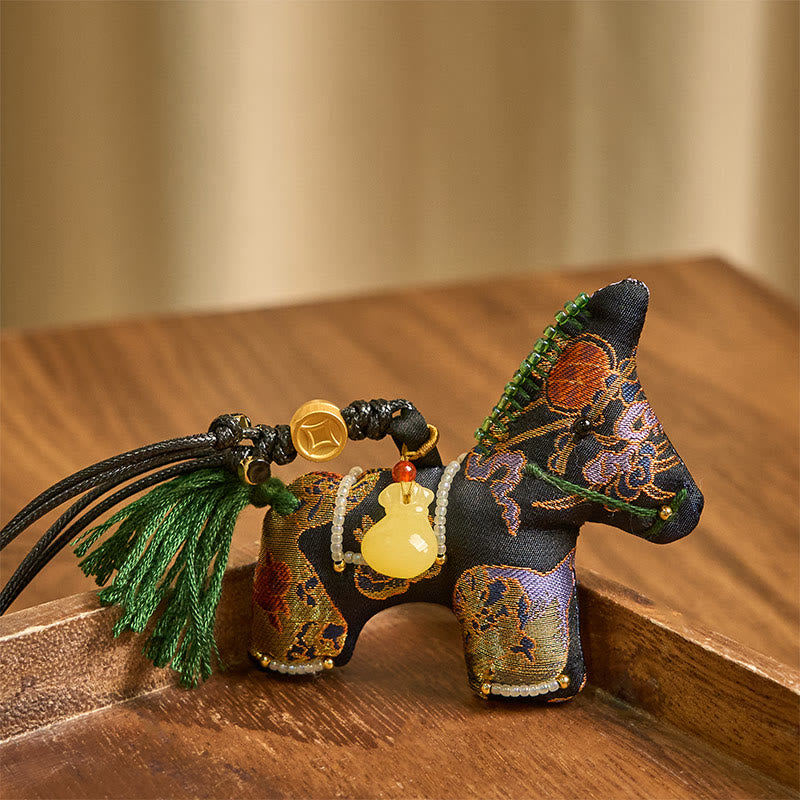 Buddha Stones Rok Konia Pieśń Brokat Jedwab Wzór Lilii Wisząca Dekoracja - image 2