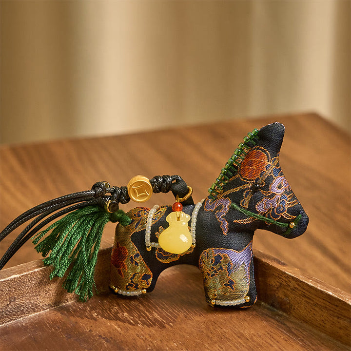 Buddha Stones Rok Konia Pieśń Brokat Jedwab Wzór Lilii Wisząca Dekoracja - image 2