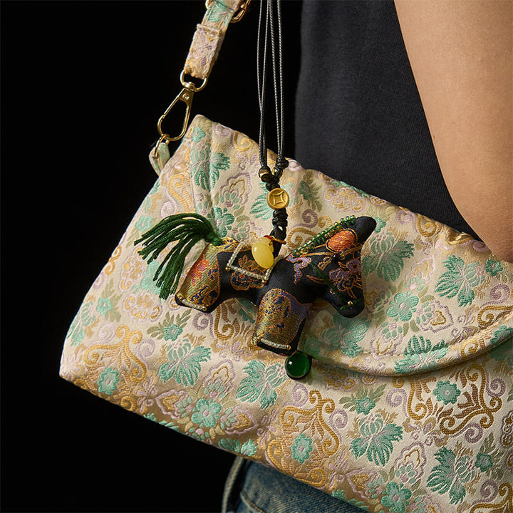 Buddha Stones Rok Konia Pieśń Brokat Jedwab Wzór Lilii Wisząca Dekoracja - image 4