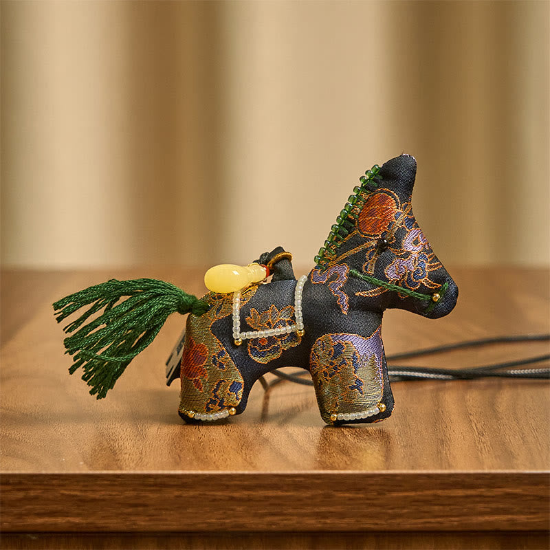 Buddha Stones Rok Konia Pieśń Brokat Jedwab Wzór Lilii Wisząca Dekoracja - image 3