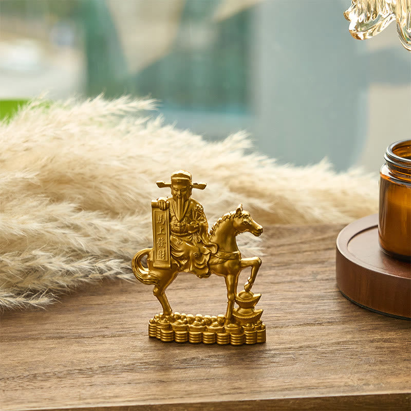 Buddha Stones "Zostań Bogaty Teraz" Rok Konia Bóg Bogactwa Sztabki Stop Dobrobytu Dekoracja Domu - image 2