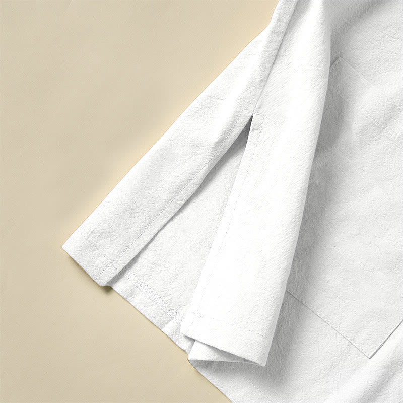 Koszula damska bawełniana z długim rękawem i stójką, z kieszeniami i etnicznymi guzikami żaby z motywem Buddha Stones - image 9