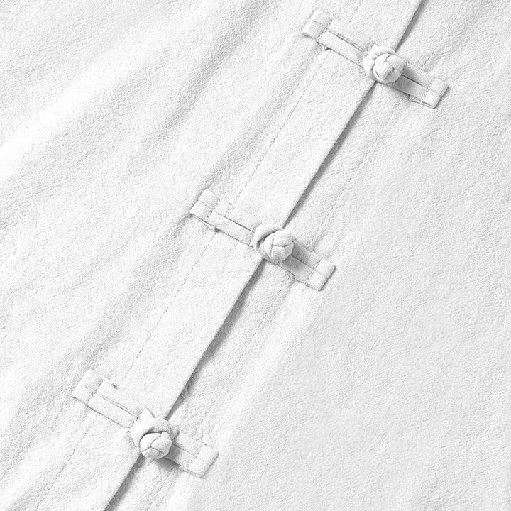 Koszula damska bawełniana z długim rękawem i stójką, z kieszeniami i etnicznymi guzikami żaby z motywem Buddha Stones - image 11