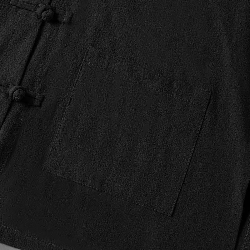 Koszula damska bawełniana z długim rękawem i stójką, z kieszeniami i etnicznymi guzikami żaby z motywem Buddha Stones - image 17