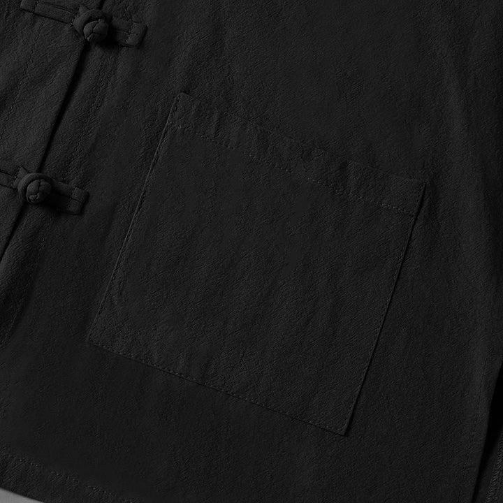 Koszula damska bawełniana z długim rękawem i stójką, z kieszeniami i etnicznymi guzikami żaby z motywem Buddha Stones - image 17