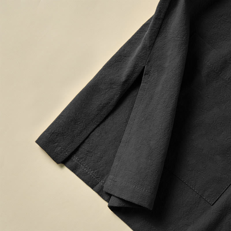 Koszula damska bawełniana z długim rękawem i stójką, z kieszeniami i etnicznymi guzikami żaby z motywem Buddha Stones - image 16