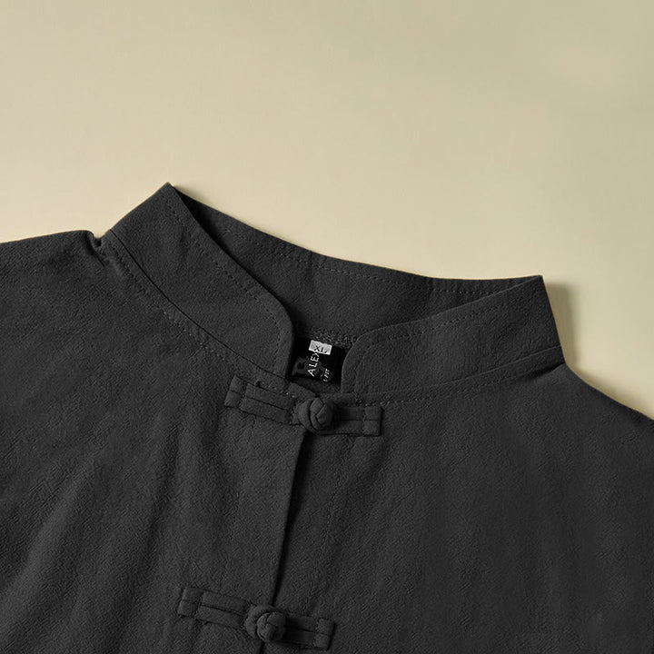 Koszula damska bawełniana z długim rękawem i stójką, z kieszeniami i etnicznymi guzikami żaby z motywem Buddha Stones - image 18