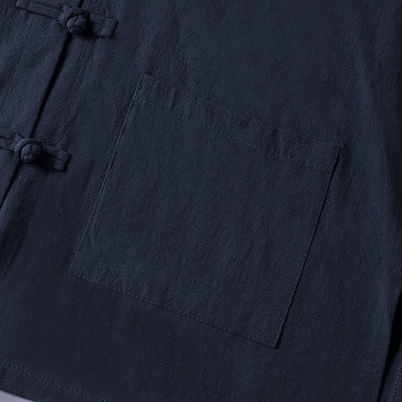 Koszula damska bawełniana z długim rękawem i stójką, z kieszeniami i etnicznymi guzikami żaby z motywem Buddha Stones - image 25