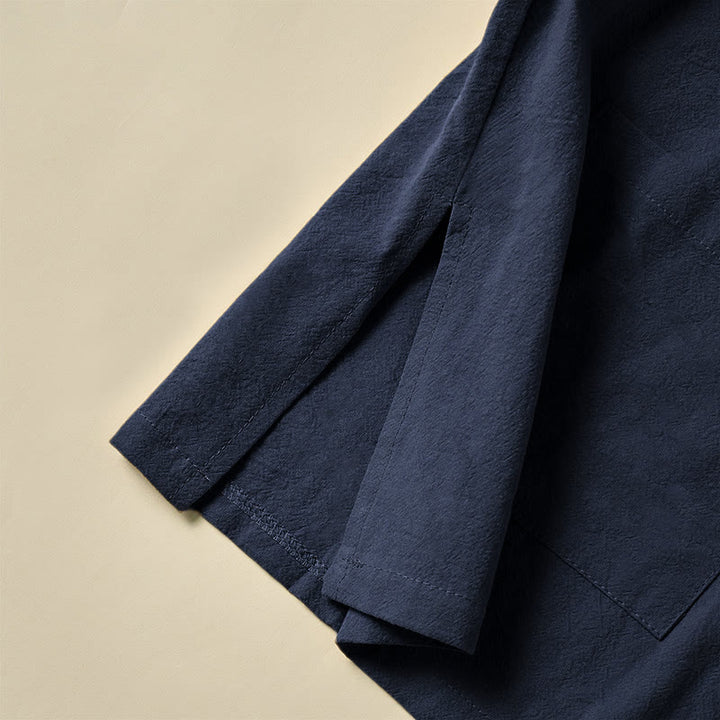 Koszula damska bawełniana z długim rękawem i stójką, z kieszeniami i etnicznymi guzikami żaby z motywem Buddha Stones - image 24