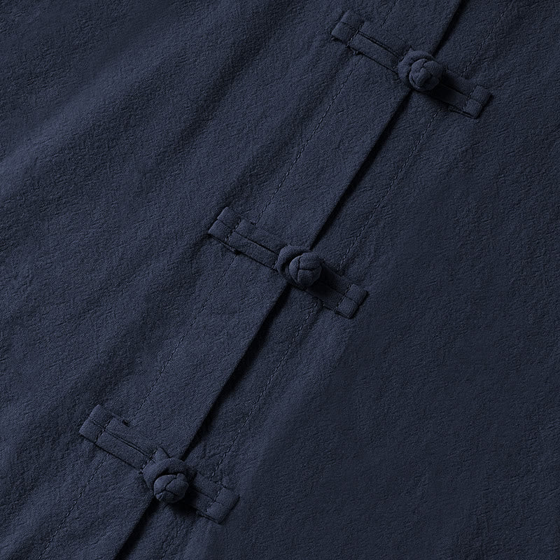 Koszula damska bawełniana z długim rękawem i stójką, z kieszeniami i etnicznymi guzikami żaby z motywem Buddha Stones - image 26