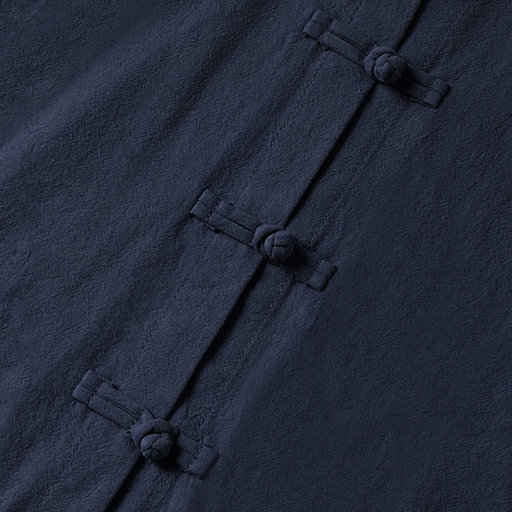 Koszula damska bawełniana z długim rękawem i stójką, z kieszeniami i etnicznymi guzikami żaby z motywem Buddha Stones - image 26