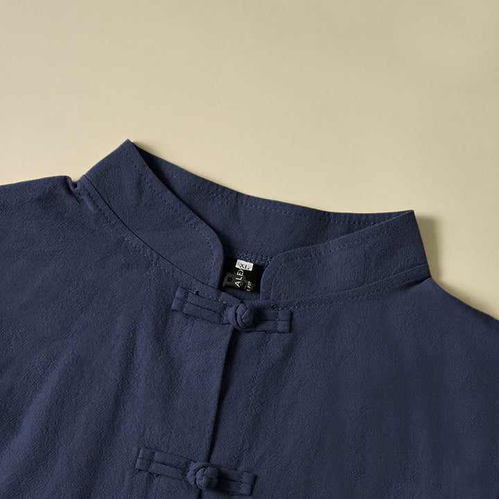 Koszula damska bawełniana z długim rękawem i stójką, z kieszeniami i etnicznymi guzikami żaby z motywem Buddha Stones - image 23