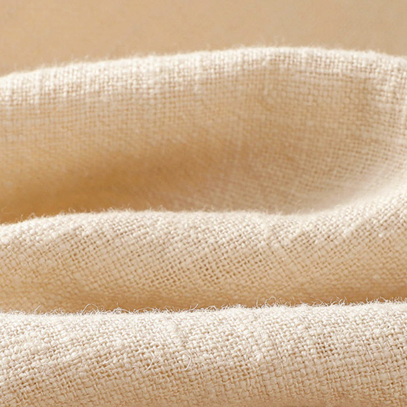 Koszula lniana damska z długim rękawem i kontrastowym wzorem w Buddha Stones z chińskimi guzikami żaby - image 15