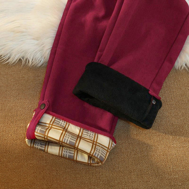 Damskie spodnie z szerokimi nogawkami i kieszeniami, z bawełny, sztruksu i polaru Buddha Stones - image 33