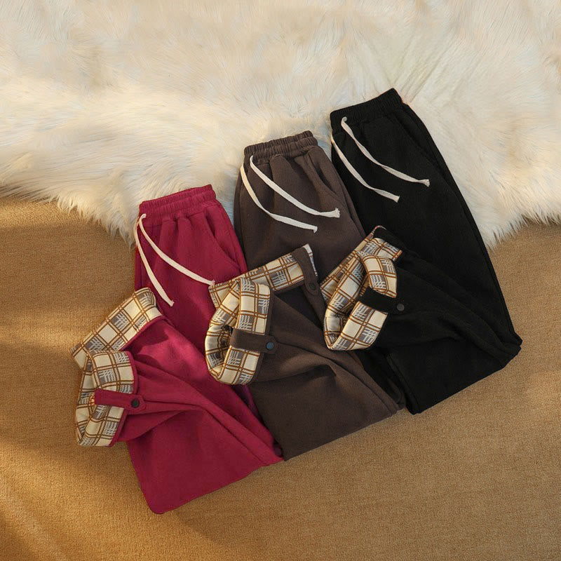 Damskie spodnie z szerokimi nogawkami i kieszeniami, z bawełny, sztruksu i polaru Buddha Stones - image 42