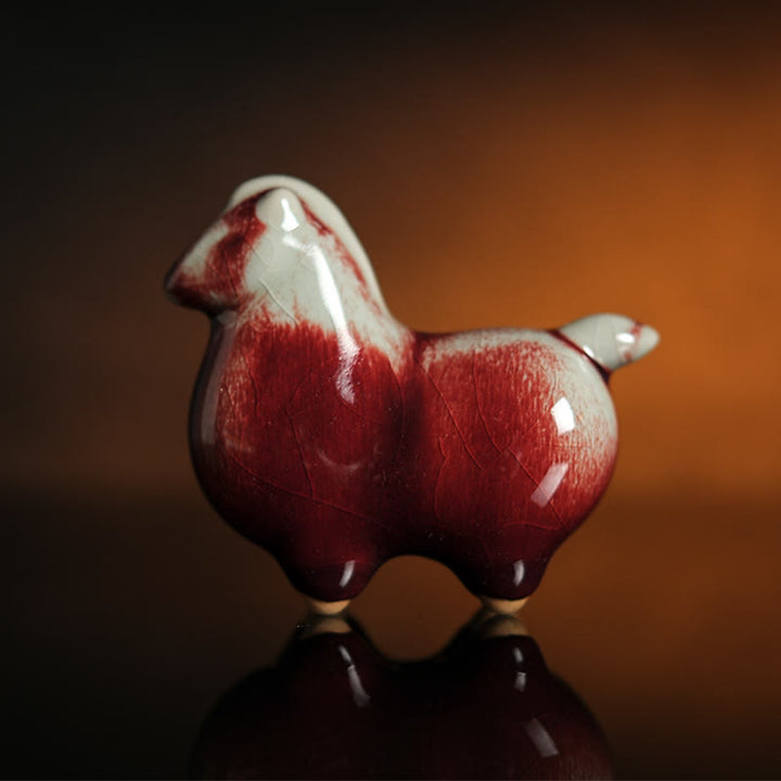 Buddha Stones Rok Konia Ceramika Dobrobyt Dekoracja Domu - Ceramiczny koń 10*4*8,5 cm - image 0