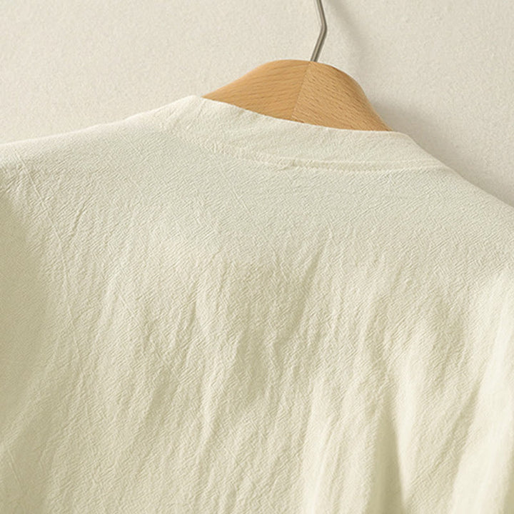 Koszula damska z długim rękawem z asymetrycznym przodem i guzikami w kształcie żaby z Buddha Stones - image 9