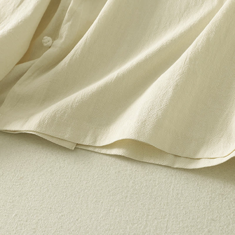 Koszula damska z długim rękawem z asymetrycznym przodem i guzikami w kształcie żaby z Buddha Stones - image 14