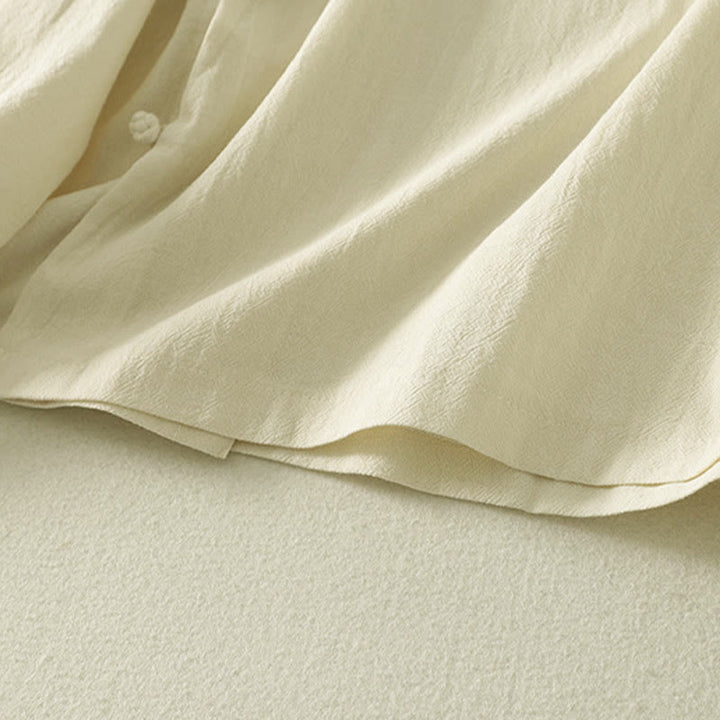 Koszula damska z długim rękawem z asymetrycznym przodem i guzikami w kształcie żaby z Buddha Stones - image 14