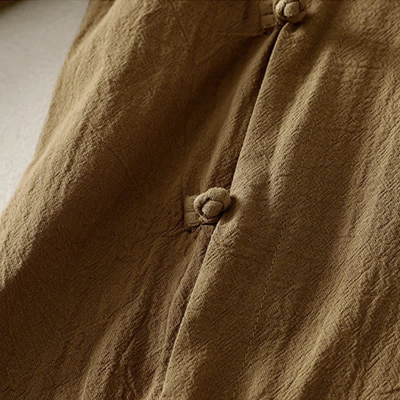 Koszula damska z długim rękawem z asymetrycznym przodem i guzikami w kształcie żaby z Buddha Stones - image 3