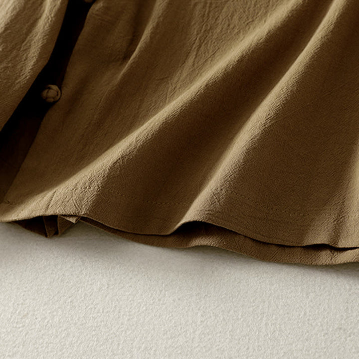 Koszula damska z długim rękawem z asymetrycznym przodem i guzikami w kształcie żaby z Buddha Stones - image 4