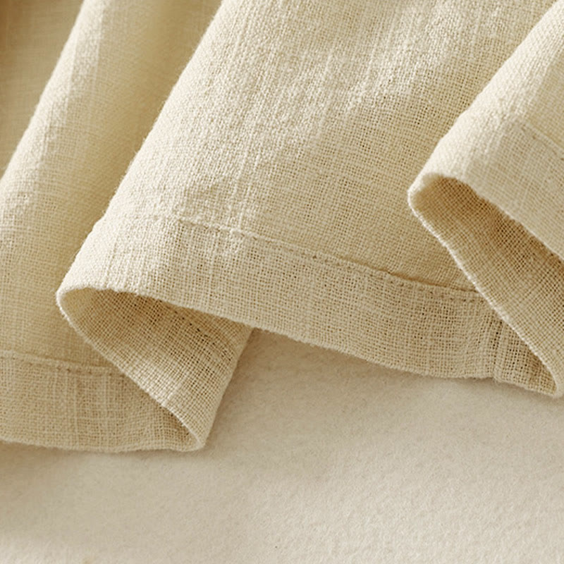 Koszula damska z długim rękawem z bawełny i lnu w stylu zen, z motywem kamieni Buddha Stones , prosta, chińska, z żabą i guzikami - image 15