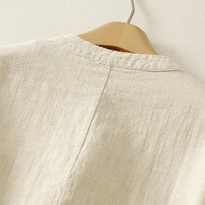 Koszula damska z długim rękawem z bawełny z motywem Buddha Stones, zapinana na guziki z żabą i chińskimi kamieniami Buddy - image 9