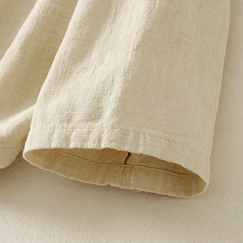 Koszula damska z długim rękawem z bawełny i lnu w stylu zen, z motywem kamieni Buddha Stones , prosta, chińska, z żabą i guzikami - image 13