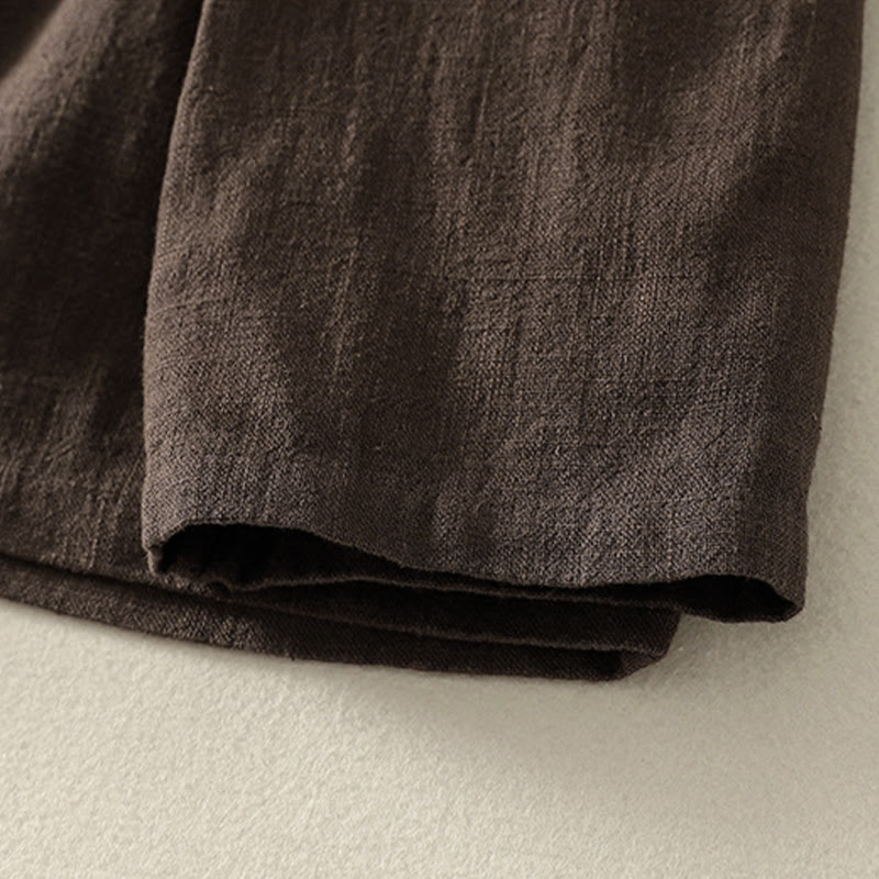 Koszula damska z długim rękawem z bawełny i lnu w stylu zen, z motywem kamieni Buddha Stones , prosta, chińska, z żabą i guzikami - image 4