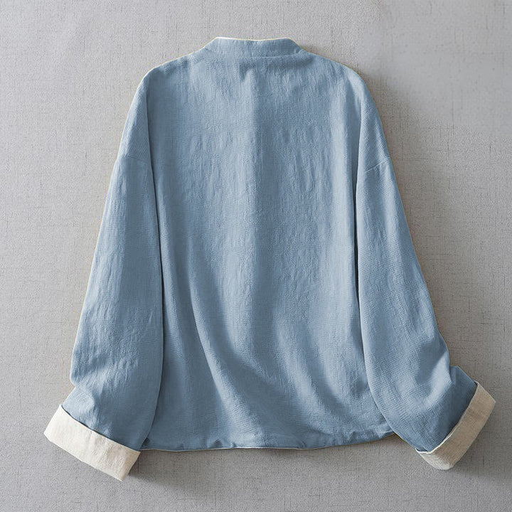 Kurtka damska Buddha Stones z długim rękawem i kieszeniami, gładka, żakardowa, ze stójką - image 8