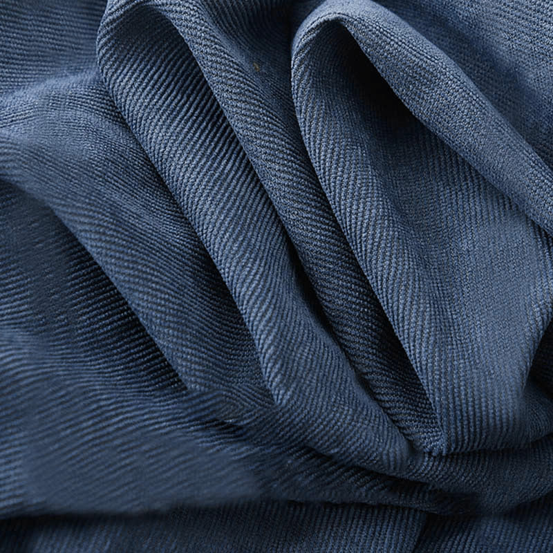 Sukienka midi z długim rękawem i kieszeniami z tkaniny sztruksowej Buddha Stones Fall z prostymi guzikami - image 6