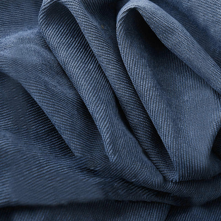 Sukienka midi z długim rękawem i kieszeniami z tkaniny sztruksowej Buddha Stones Fall z prostymi guzikami - image 6