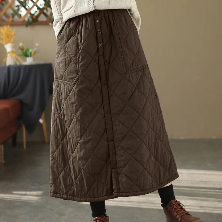 Spódnica damska Buddha Stones z bawełny, ocieplana, o długości 7-8, z kieszeniami - SaddleBrown - US6, UK/AU10, EU38 (XL) - image 12