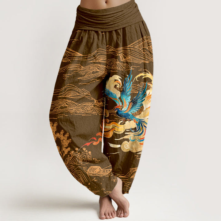 Spodnie damskie Harem z elastycznej bawełny z motywem Buddha Stones i gór Feniksa - Peru - US16, UK/AU20, EU48 (3XL) - image 5