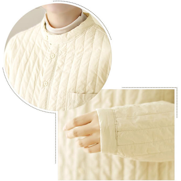 Damska kurtka termiczna z długim rękawem i kieszenią, z kołnierzem typu stójka i prostym wzorem "Buddha Stones" - image 16