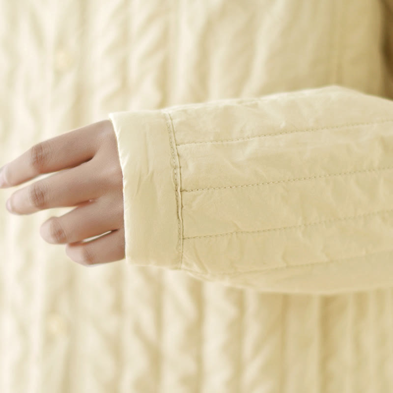 Damska kurtka termiczna z długim rękawem i kieszenią, z kołnierzem typu stójka i prostym wzorem "Buddha Stones" - image 14