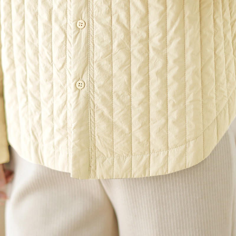 Damska kurtka termiczna z długim rękawem i kieszenią, z kołnierzem typu stójka i prostym wzorem "Buddha Stones" - image 15