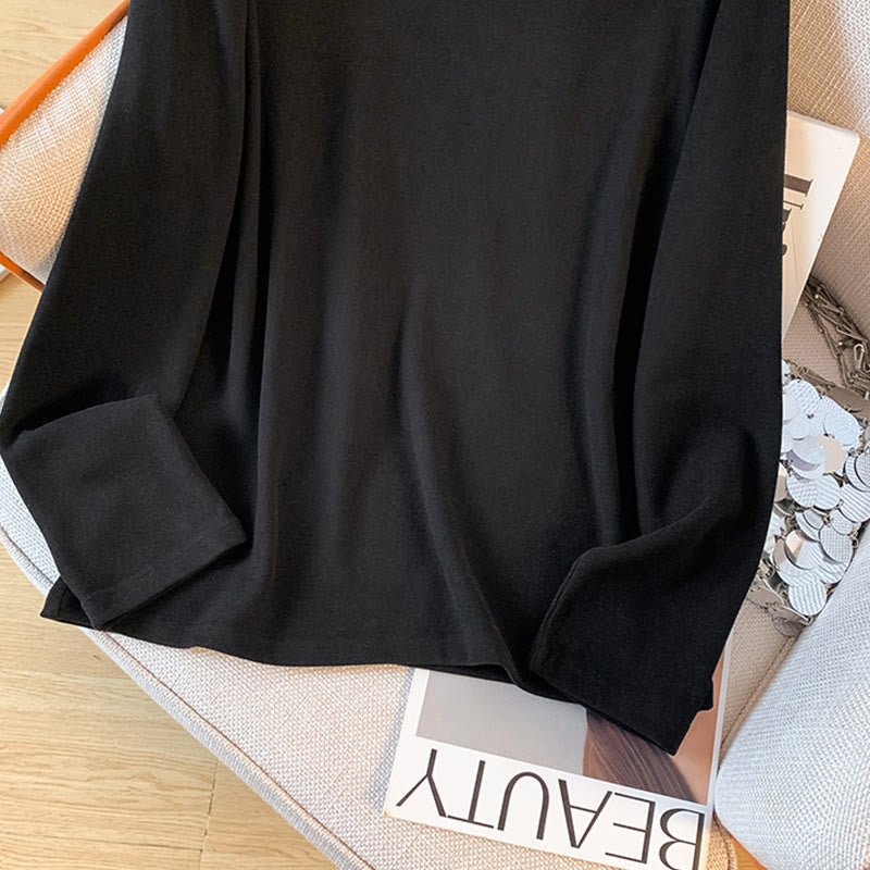 Koszula damska z długim rękawem z bawełny Buddha Stones Spring w jednolitym kolorze ze stójką i guzikami w kształcie żaby - image 33