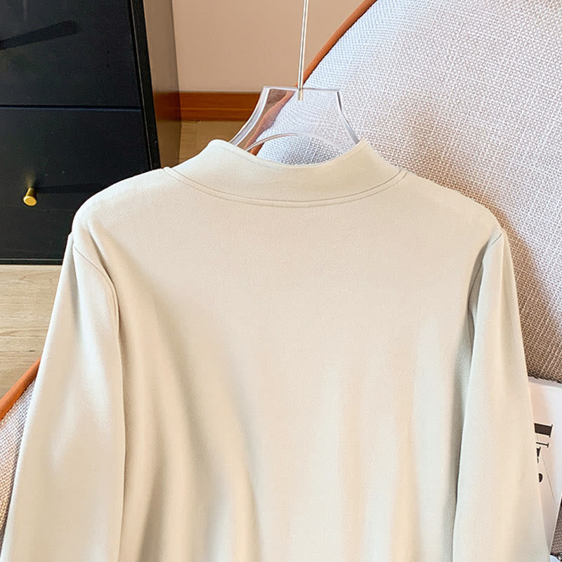 Koszula damska z długim rękawem z bawełny Buddha Stones Spring w jednolitym kolorze ze stójką i guzikami w kształcie żaby - image 7