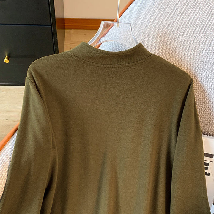 Koszula damska z długim rękawem z bawełny Buddha Stones Spring w jednolitym kolorze ze stójką i guzikami w kształcie żaby - image 17