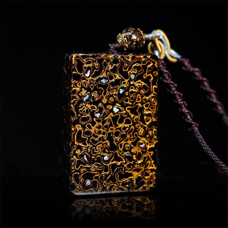 Naszyjnik z wisiorkiem ochronnym z drewna sandałowego i Buddha Stones, ręcznie wykonany z lakieru - Czarny (rozmiar wisiorka: 4*6*1 cm) - image 12