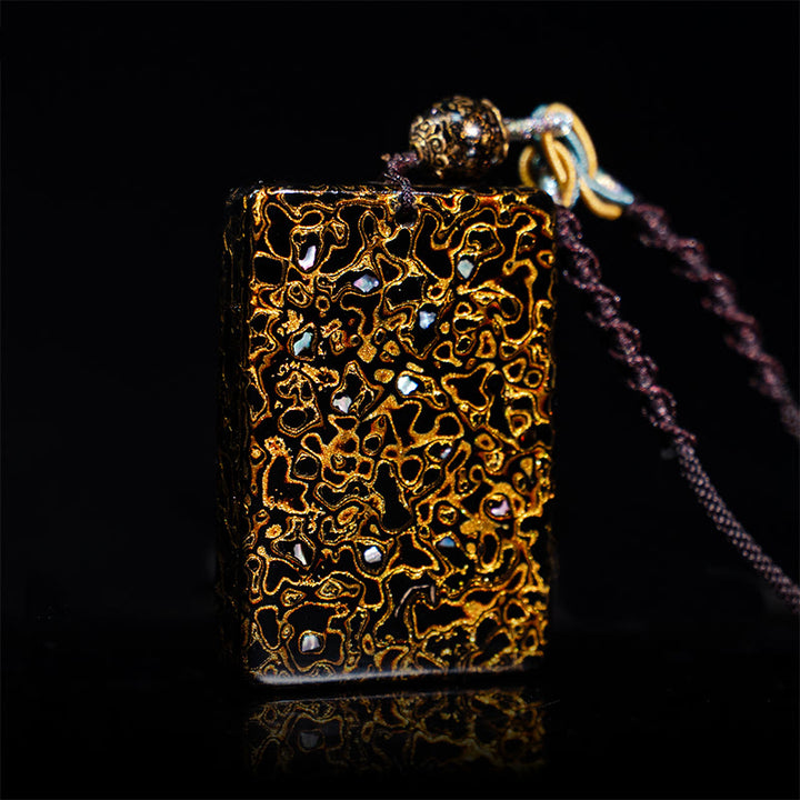 Naszyjnik z wisiorkiem ochronnym z drewna sandałowego i Buddha Stones, ręcznie wykonany z lakieru - Czarny (rozmiar wisiorka: 4*6*1 cm) - image 12