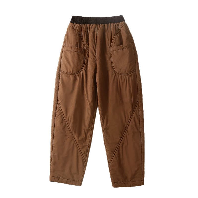 Damskie zimowe spodnie haremowe z kolekcji "Buddha Stones" z elastyczną talią i kieszeniami - image 2