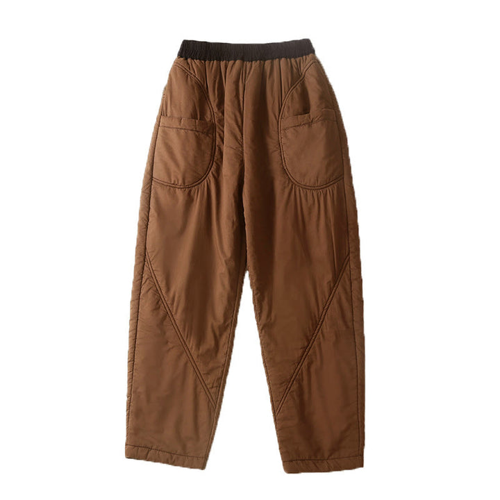 Damskie zimowe spodnie haremowe z kolekcji "Buddha Stones" z elastyczną talią i kieszeniami - image 2