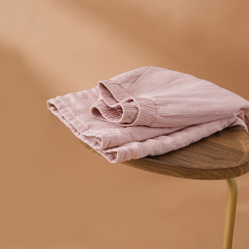 Spodnie damskie z szerokimi nogawkami Buddha Stones Winter Plain Cotton Thermal z kieszeniami - image 3