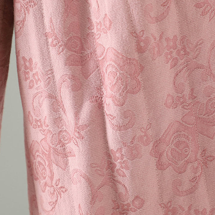 Damskie spodnie termiczne z szerokimi nogawkami do kostek z żakardową bawełną i kieszeniami Buddha Stones - image 8