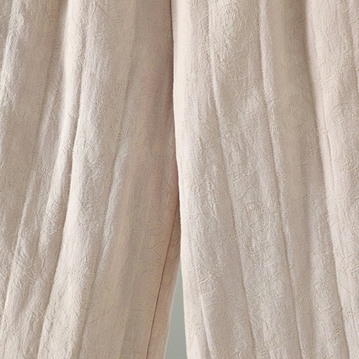 Damskie spodnie termiczne z szerokimi nogawkami do kostek z żakardową bawełną i kieszeniami Buddha Stones - image 16