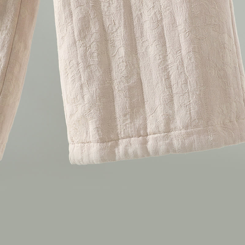 Damskie spodnie termiczne z szerokimi nogawkami do kostek z żakardową bawełną i kieszeniami Buddha Stones - image 18