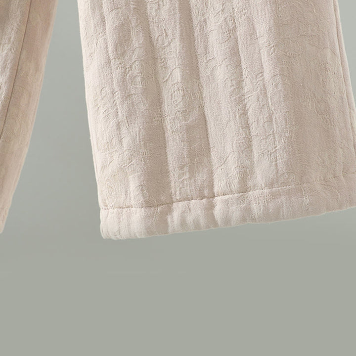 Damskie spodnie termiczne z szerokimi nogawkami do kostek z żakardową bawełną i kieszeniami Buddha Stones - image 18