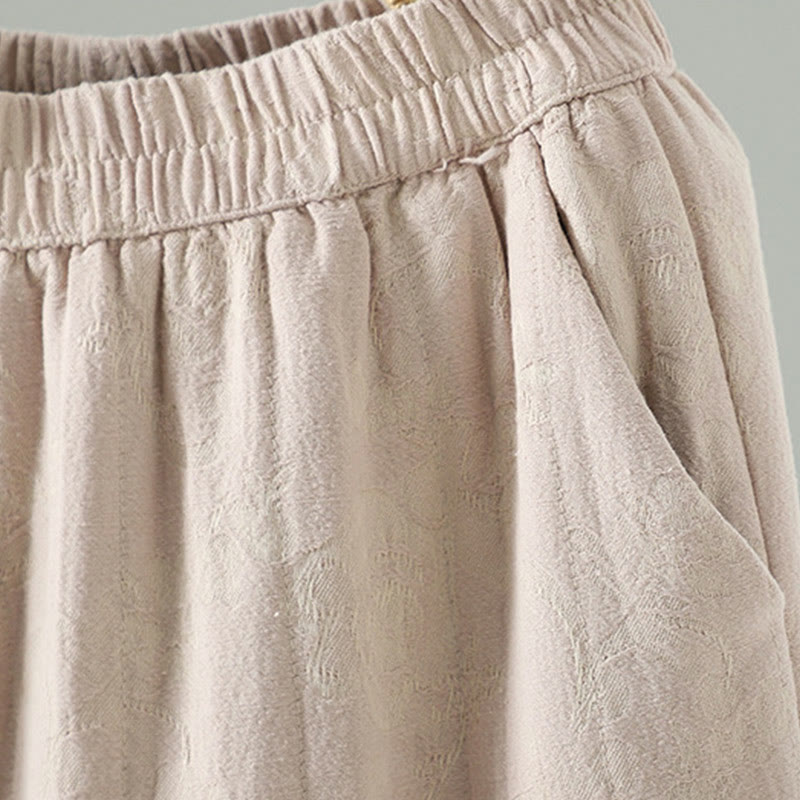 Damskie spodnie termiczne z szerokimi nogawkami do kostek z żakardową bawełną i kieszeniami Buddha Stones - image 14